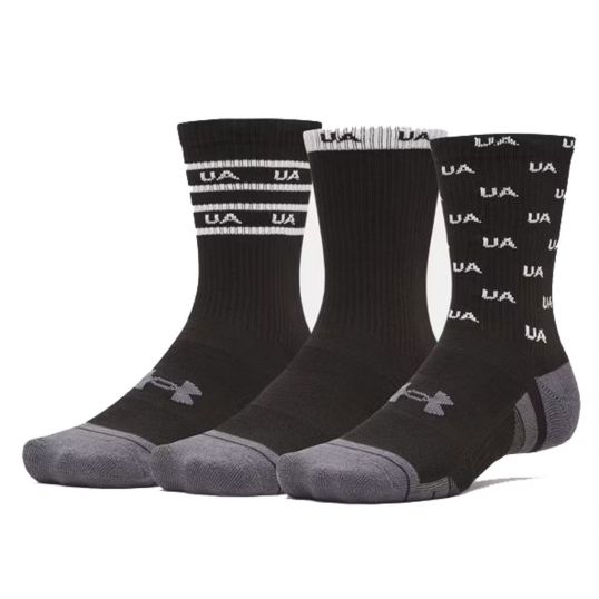 Performance Tech 3 Pack Crew Socks Black/White