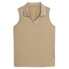 Cloudspun Essential Ladies Sleeveless Polo Ice Coffee