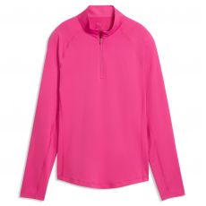 You-V Solid 1/4 Zip Ladies Sweater Pink