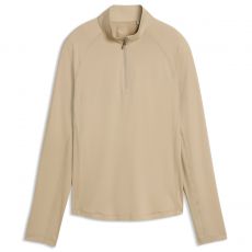 You-V Solid 1/4 Zip Ladies Sweater Ice Coffee
