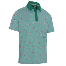 Azalea Gingham Print Mens Polo Galapagos Green