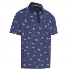 Azalea Gingham Print Mens Polo Peacoat