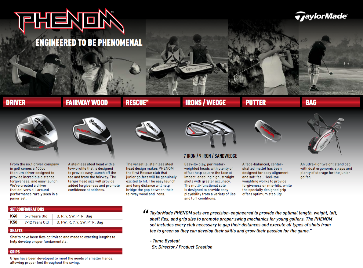 Custom fit details for Phenom Junior Golf Set Age 5-8