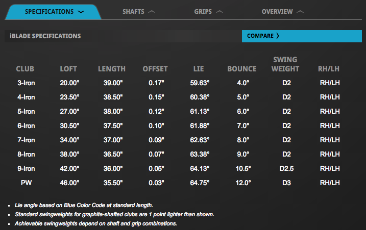 Custom fit details for i Blade Irons Steel Shafts