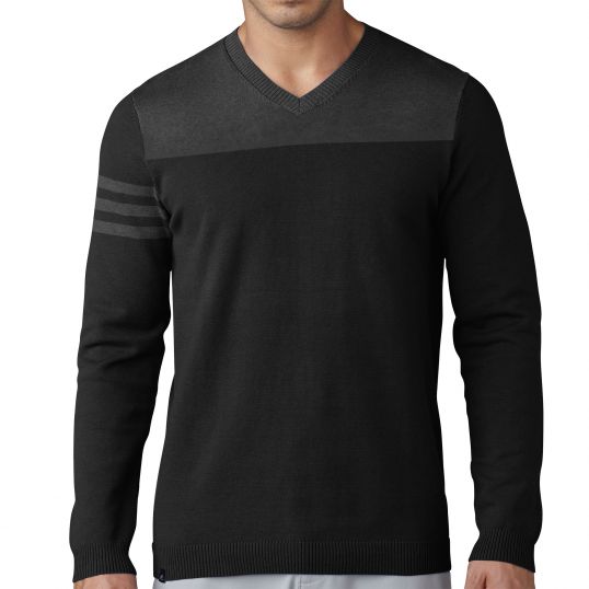 3 Stripe V Neck Sweater Black