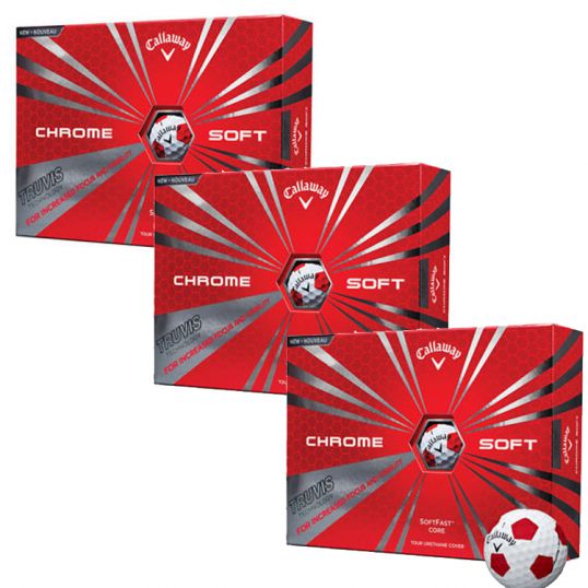 Chrome Soft Truvis Golf Balls Red 3 Dozen Pack