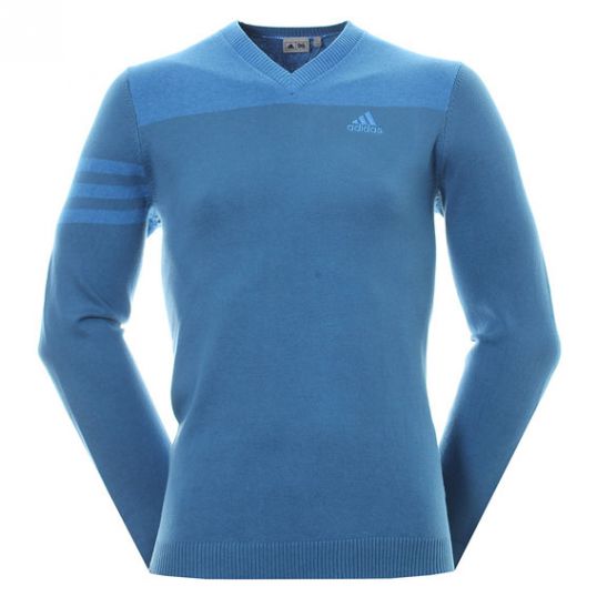 3 Stripe V Neck Sweater Core Blue